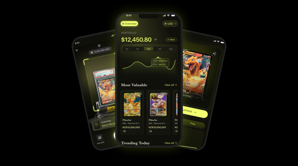 Card AI scanning, portfolio, and card detail screens